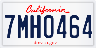 CA license plate 7MHO464