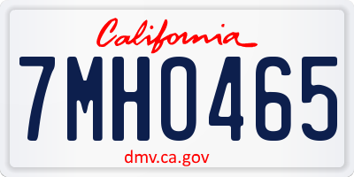 CA license plate 7MHO465