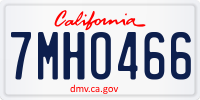 CA license plate 7MHO466