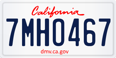 CA license plate 7MHO467