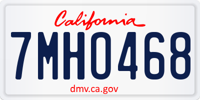 CA license plate 7MHO468