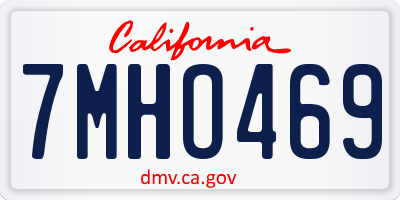 CA license plate 7MHO469