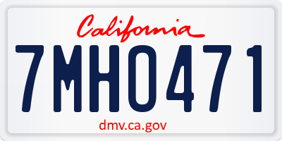 CA license plate 7MHO471