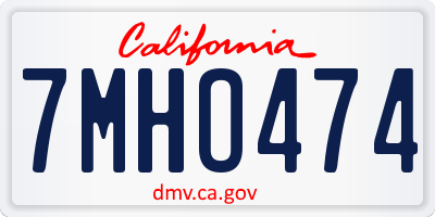 CA license plate 7MHO474