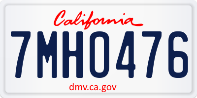 CA license plate 7MHO476