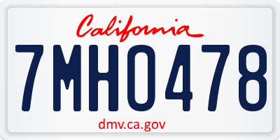CA license plate 7MHO478