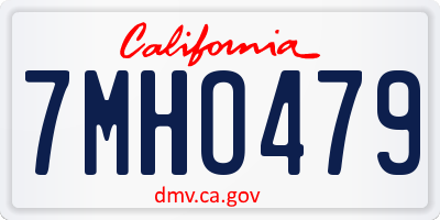 CA license plate 7MHO479