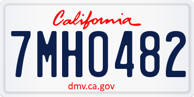 CA license plate 7MHO482