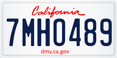 CA license plate 7MHO489