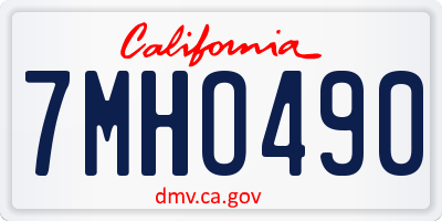 CA license plate 7MHO490
