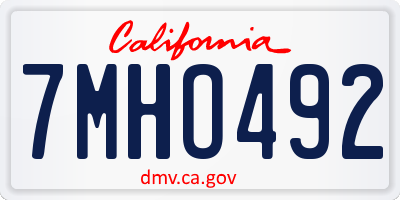 CA license plate 7MHO492