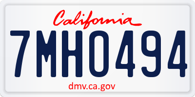 CA license plate 7MHO494