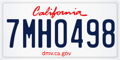 CA license plate 7MHO498