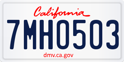 CA license plate 7MHO503