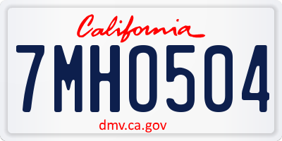 CA license plate 7MHO504