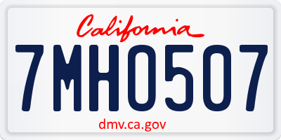CA license plate 7MHO507