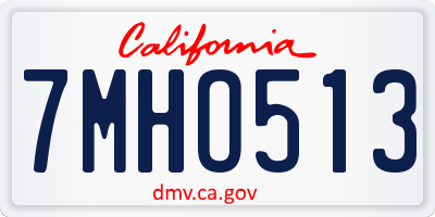 CA license plate 7MHO513