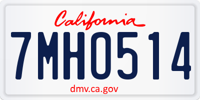 CA license plate 7MHO514