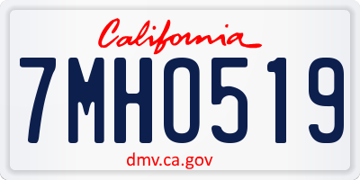 CA license plate 7MHO519