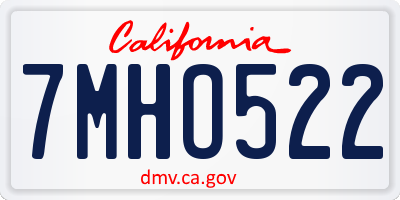 CA license plate 7MHO522
