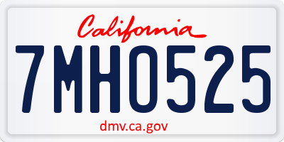 CA license plate 7MHO525