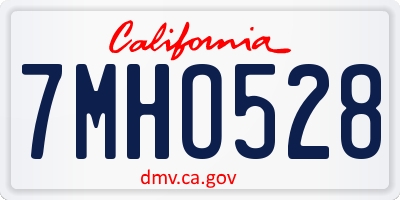 CA license plate 7MHO528