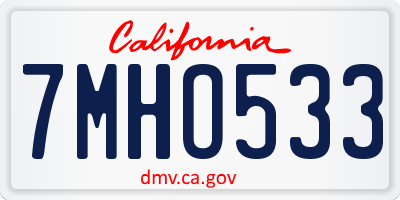 CA license plate 7MHO533