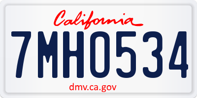 CA license plate 7MHO534