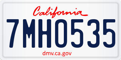 CA license plate 7MHO535