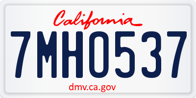 CA license plate 7MHO537