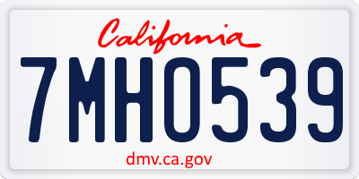 CA license plate 7MHO539