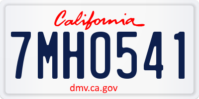 CA license plate 7MHO541