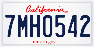CA license plate 7MHO542