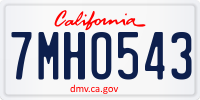 CA license plate 7MHO543