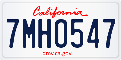 CA license plate 7MHO547