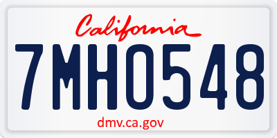 CA license plate 7MHO548
