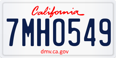 CA license plate 7MHO549