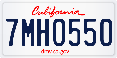 CA license plate 7MHO550