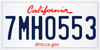 CA license plate 7MHO553
