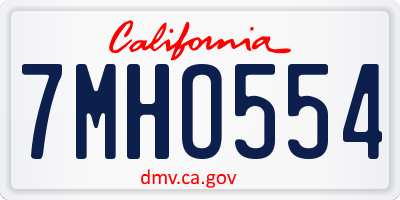 CA license plate 7MHO554