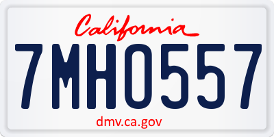 CA license plate 7MHO557