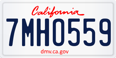 CA license plate 7MHO559