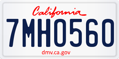 CA license plate 7MHO560