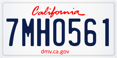 CA license plate 7MHO561