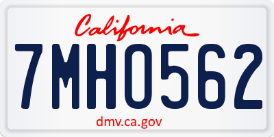 CA license plate 7MHO562