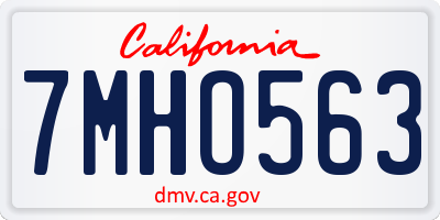 CA license plate 7MHO563