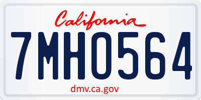 CA license plate 7MHO564