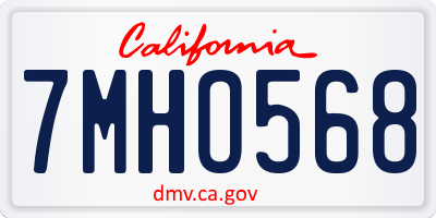 CA license plate 7MHO568