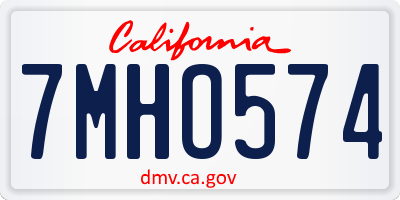CA license plate 7MHO574