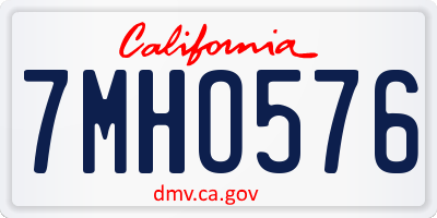 CA license plate 7MHO576